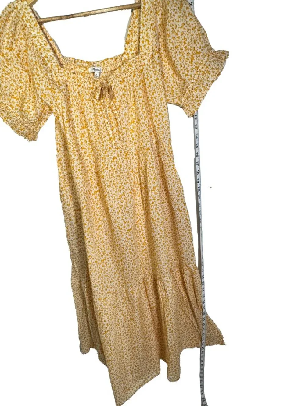 NWT Madewell S Yellow Daisy Midi Dress Puff Sleeve Cottagecore - Picture 10 of 11